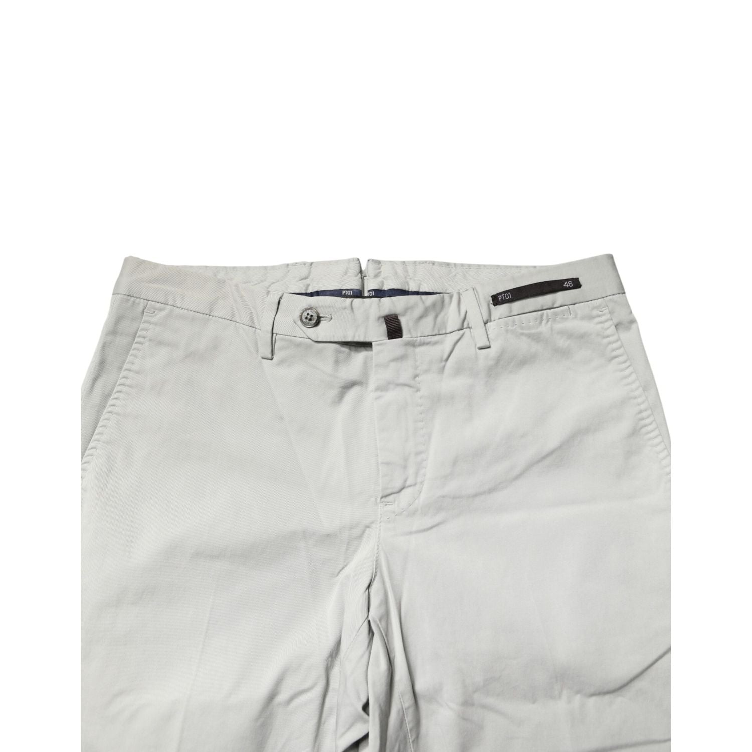 PT01 Light Gray Mid Waist Men Straight Chino Trouser Pants