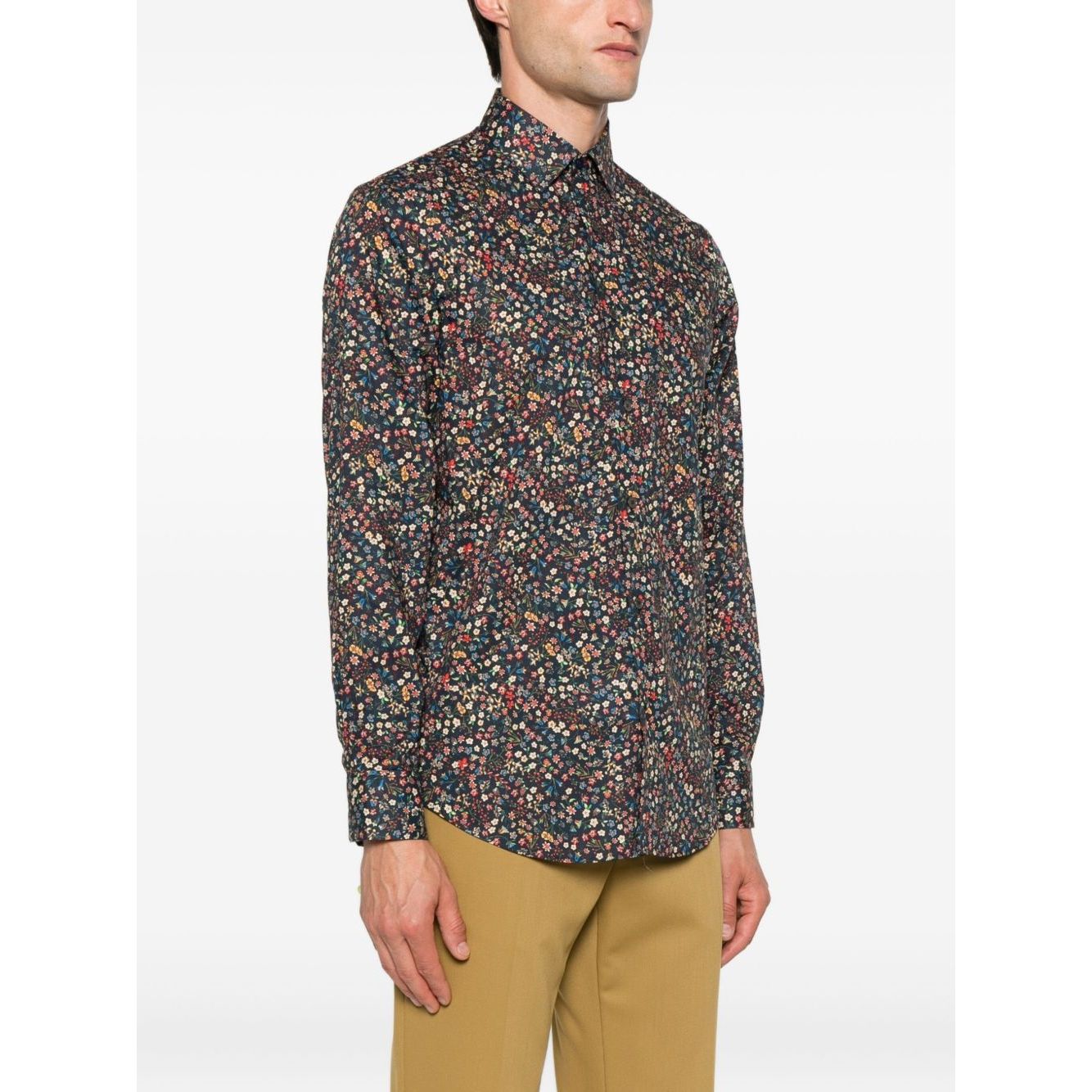 Man wearing Paul Smith Shirts MultiColour with floral pattern, long sleeves, button fastening, and classic collar.