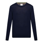 Paul Smith Sweaters Blue - navy blue wool crewneck sweater with long sleeves and ribbed trim.