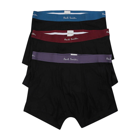 Paul Smith Underwear Black boxers 3-pack with colored waistband, stretch cotton, logo detail