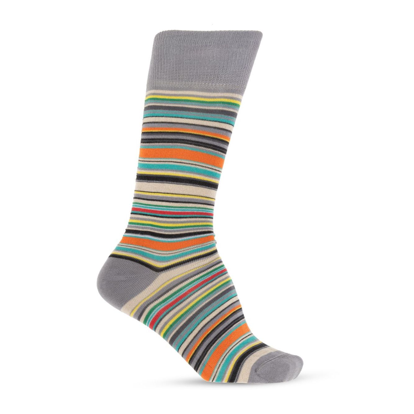 Paul Smith Underwear MultiColour sock with horizontal stripes and contrasting toe, mid-calf length.