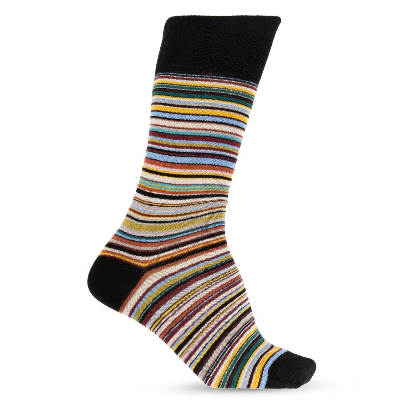 Paul Smith Underwear MultiColour striped sock with contrasting toe in a multicolour pattern, part of a three-pair cotton set.