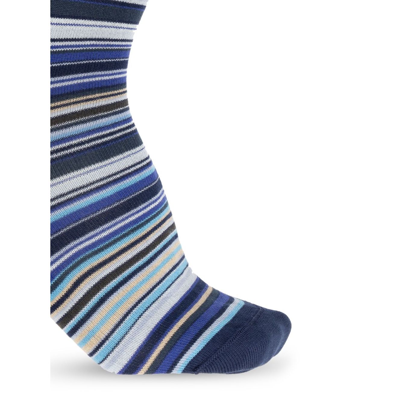 Paul Smith Underwear MultiColour striped socks with contrasting toes, cotton mid-calf length, three-pair set.