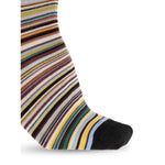 Paul Smith Underwear MultiColour sock with horizontal stripes and contrasting toe, part of a three-pair multicolour cotton set.