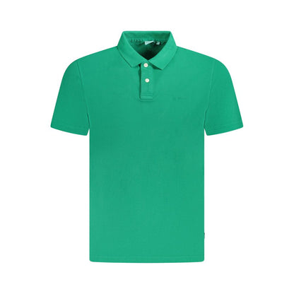 Pepe Jeans Green Cotton Polo Shirt with short sleeves, 2 buttons, embroidered logo, made from 100% sustainable cotton.