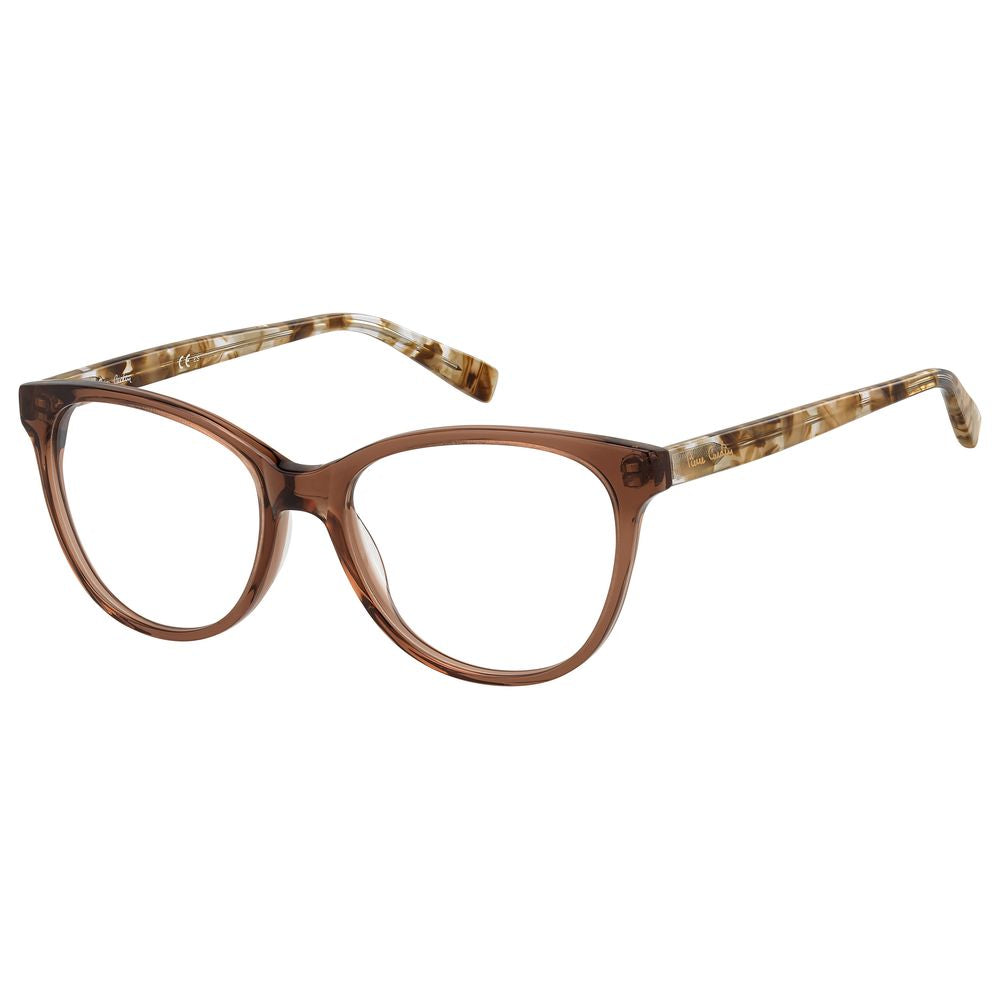 Pierre Cardin Brown Acetate Frames with 54mm lenses, 17mm bridge, and 140mm temples, designed for women.