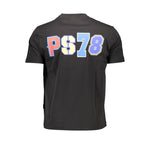 Plein Sport Black Cotton Men T-Shirt featuring PS78 print on the back, showcasing bold streetwear design with premium comfort.
