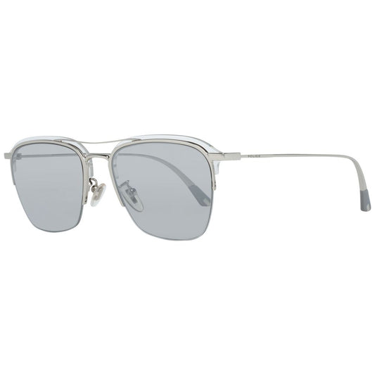 Police Silver Men Sunglass with mirrored square lenses, metal and plastic silver frame providing 100% UVA & UVB protection.