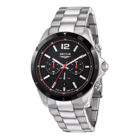 SECTOR Mod. 650 stainless steel watch with black dial and chronograph