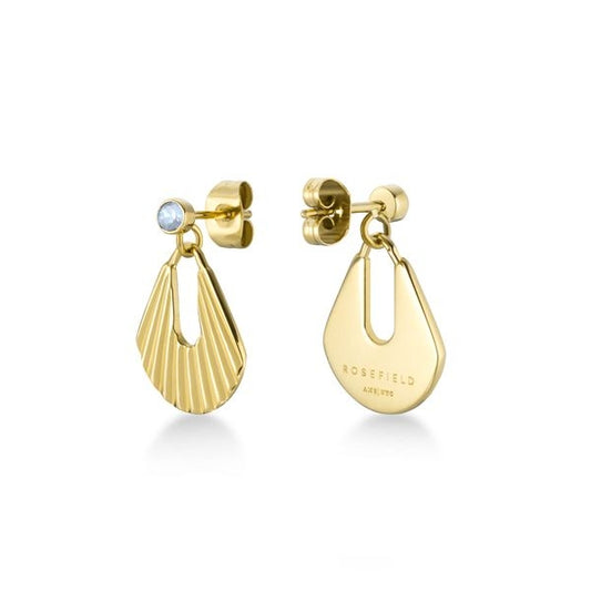 Gold earrings by ROSEFIELD JEWELS JEWELRY Mod. JSSSCG-J256 with shimmering gems and elegant design.