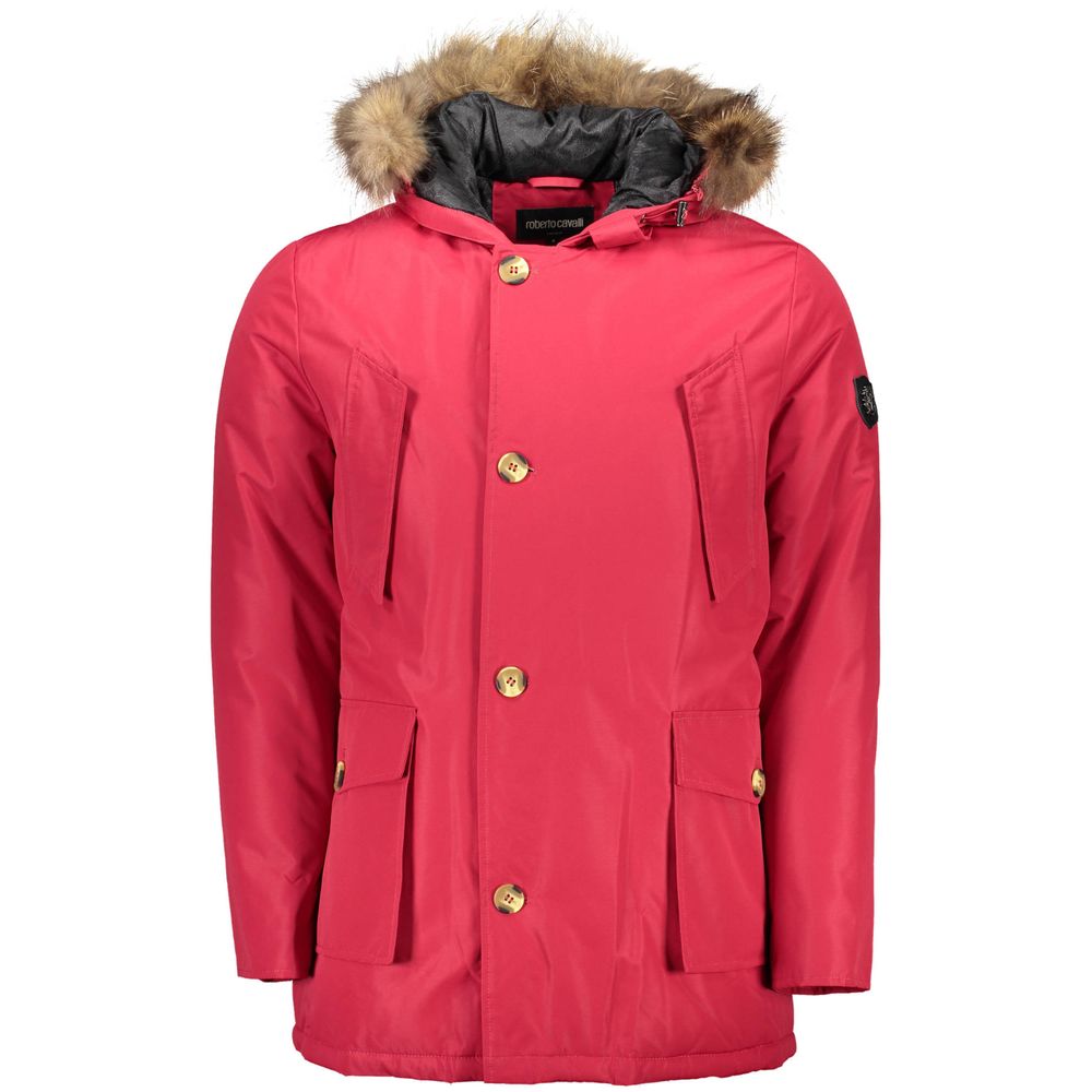 Roberto Cavalli Red Polyester Men Jacket