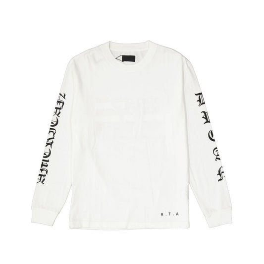 RtA Cotton T-Shirt with long sleeves and ribbed cuffs featuring back contrast logo detail, made from 100% cotton for men.