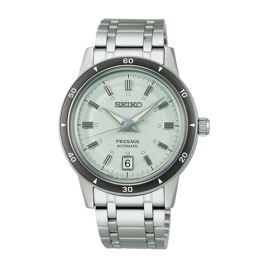 SEIKO PRESAGE MOD. STYLE '60 Automatic wristwatch with silver bracelet and elegant dial design.