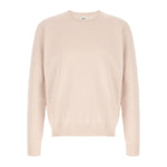 Saint Laurent Sweaters Powder in pink cotton with crew neck and long cuffed sleeves, tonal logo design.