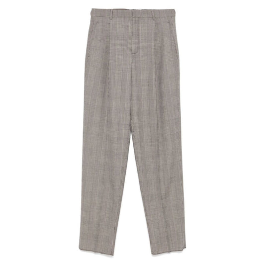Light brown wool Saint Laurent trousers with concealed front fastening, side and rear pockets, and belt loops.