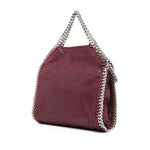 Bordeaux red Stella McCartney Falabella Tiny crossboydy bag with chain-link handles and logo charm, comes with protective dust bag.