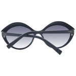 Sting Black Women Glasses Frame, oval full-rim black plastic with polarized gradient lenses, shown with branded case for 100% UV protection.