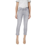 Alt Tag: Woman wearing Street One Gray Cotton Slim Fit Jean showcasing stylish slim design.