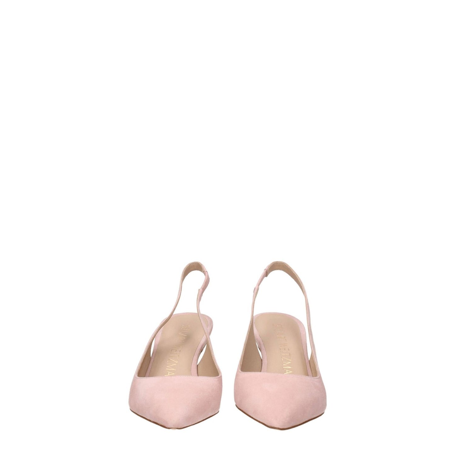 Stuart Weitzman Pink Leather Mid Heel Pumps with pointy toe and suede design, perfect for casual style; MPN STUART75SUESC424BALLET.