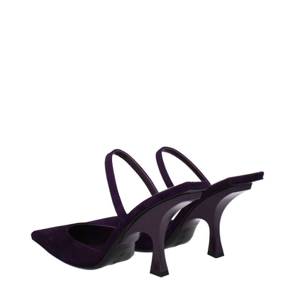 The Attico Purple Leather Stiletto Heel Sandals with pointy toe and high amaranth heel