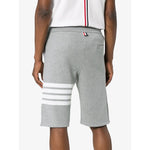 Rear view of Thom Browne Shorts Light Grey featuring 4-Bar stripe and grosgrain ribbon trim.