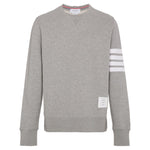 Thom Browne Sweaters Light Grey featuring 4-Bar stripe, crew neck, and name tag applique.