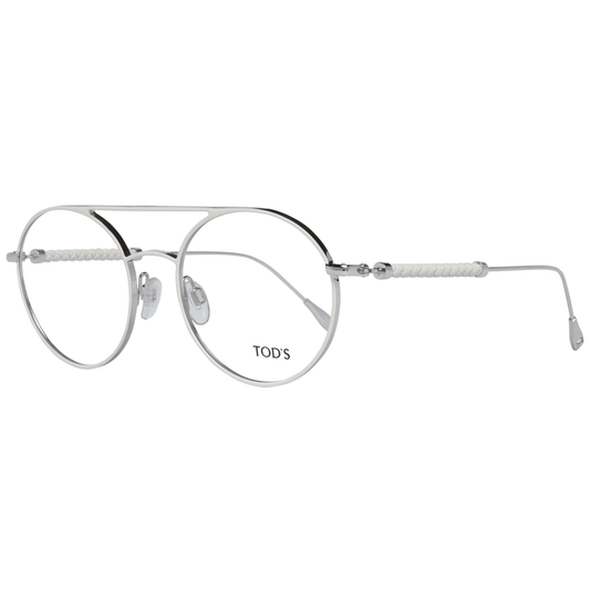 Tod's White Women Glasses Frame, metal and leather aviator style, full-rim, 52-19-145 size, demo lenses, branded case included.