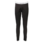 Tommy Hilfiger Black Cotton Pant with elastic waist and logo print, featuring 50% transitional cotton for a comfortable fit.