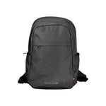 Tommy Hilfiger Black Polyester Backpack with handle, adjustable straps, external pockets, contrasting details, and zip closure.