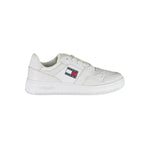 Tommy Hilfiger White Polyester Sneaker with 4 cm wedge and logo detailing, perfect sports footwear with laces.