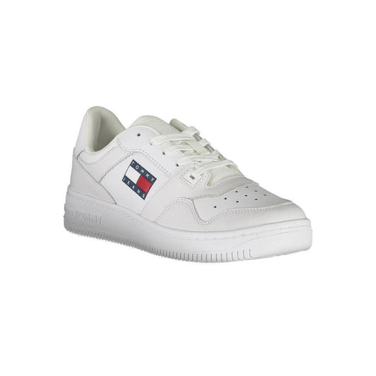 Tommy Hilfiger White Polyester Sneaker with 4 cm wedge and logo, sports footwear with laces