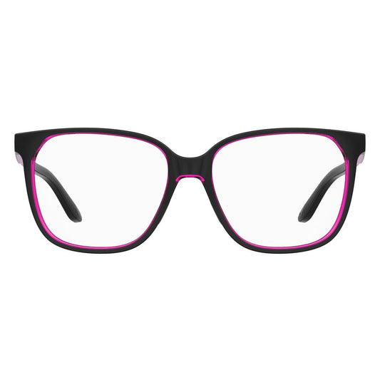 Under Armour Black Resin Frames women's glasses, model UA50453H2F415, front view with pink accents.