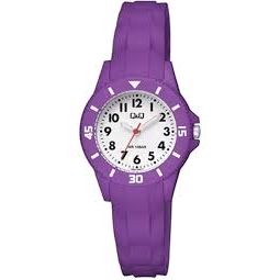 Q&Q Mod. KID ONLY TIME purple wristwatch for babies, 10 ATM water resistant, resin case and strap, quartz movement.