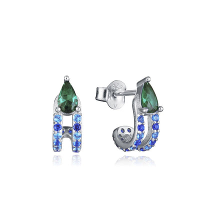 Elegant silver earrings with green and blue gemstones, VICEROY JEWELS Mod. 9130E000-39, designed for ladies, in official packaging.