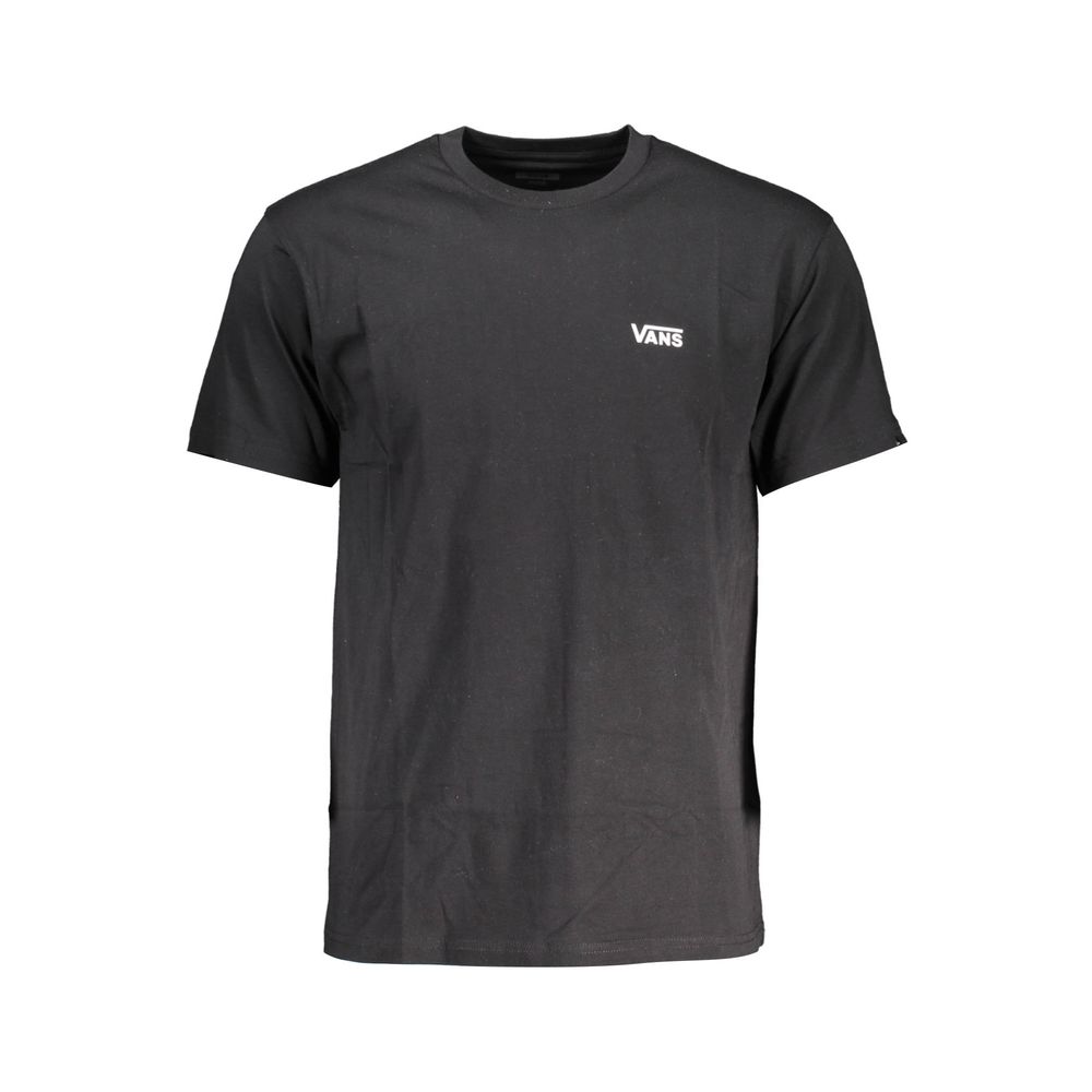 Vans Black Cotton Men T-Shirt with short sleeves and Vans logo print, offering classic style and comfort.