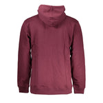 Back view of Vans Red Cotton Men Sweater with Hood, showcasing a bold street style design in vibrant red cotton with a central pocket.