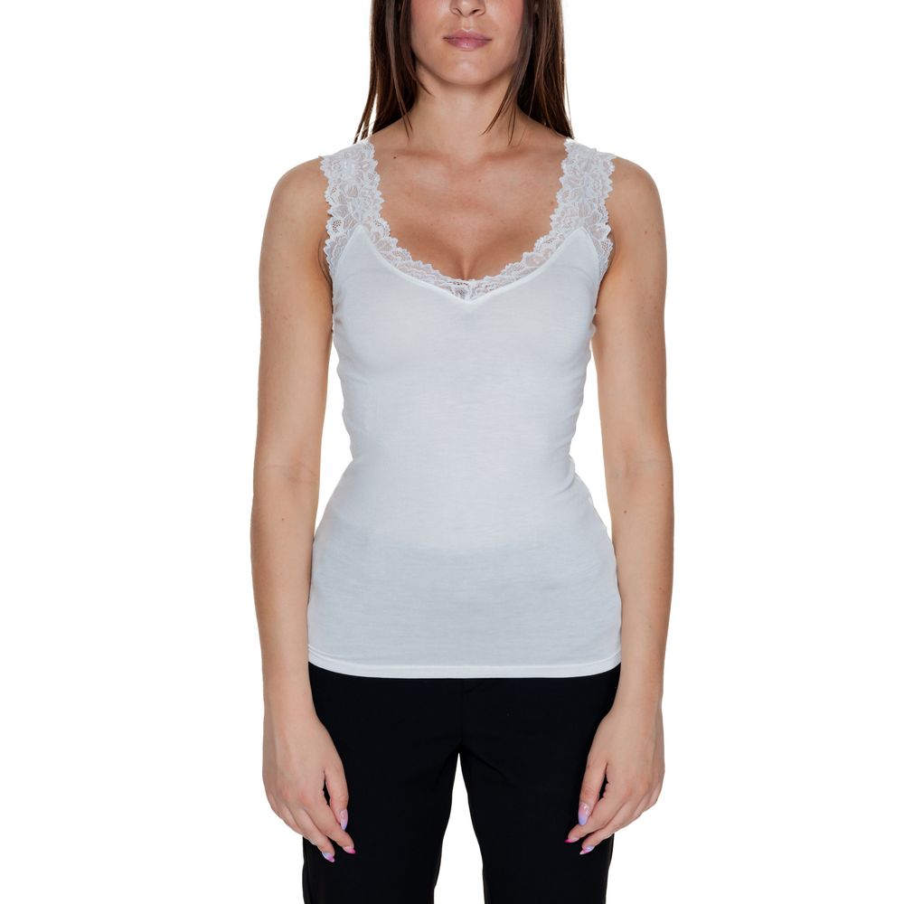 Vero Moda White Viscose Tank Top for Women - Spring/Summer Collection, 95% Viscose, 5% Elastene