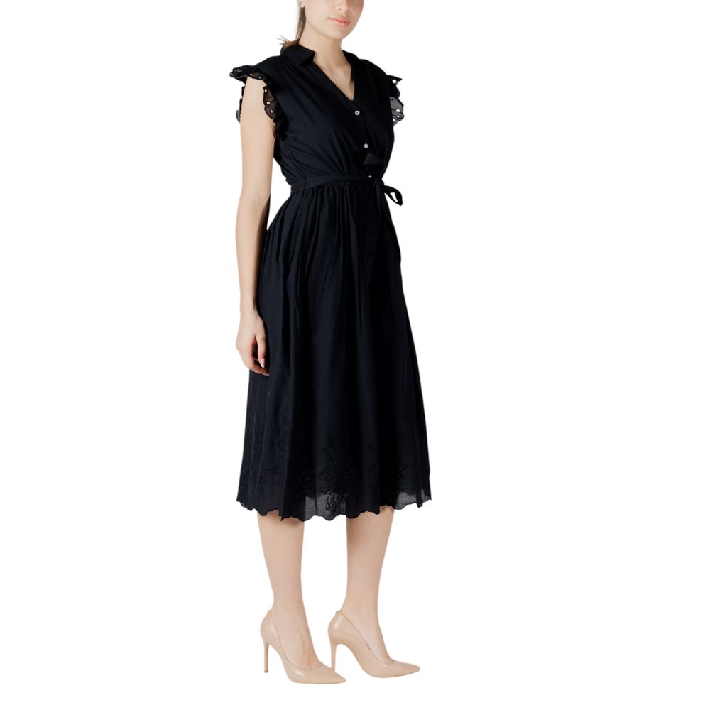 Vila Clothes Black Cotton Midi Dress