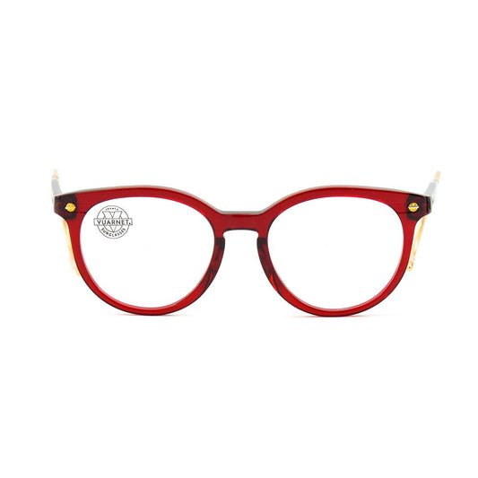 Vuarnet Red Acetate Frames for women with flexible pin and Optique Archive VL1514 design, size 50/14/110 mm, elegant and stylish eyewear.