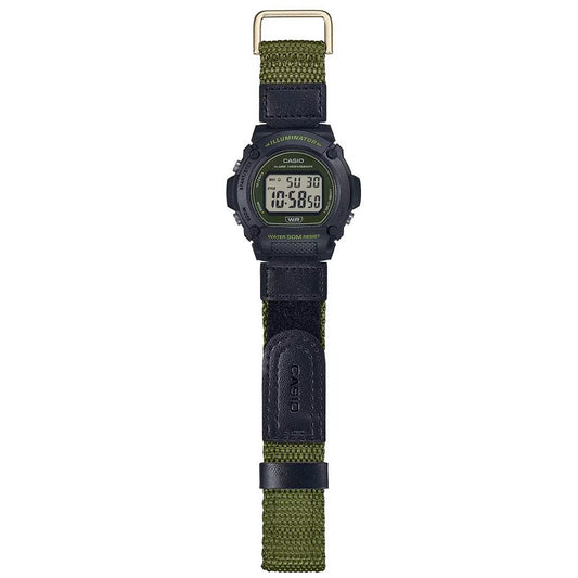 CASIO TIMELESS COLLECTION Mod. SPORT- ILLUMINATOR. WR 50M. ALARM. CHRONOGRAPH - ARMY GREEN - COLORED SERIE W-219HB-3AVEF