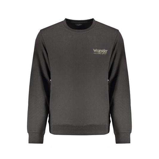 Wrangler Black Cotton Men Sweater with subtle logo, showcasing classic style and comfort in a sleek, long sleeve design.