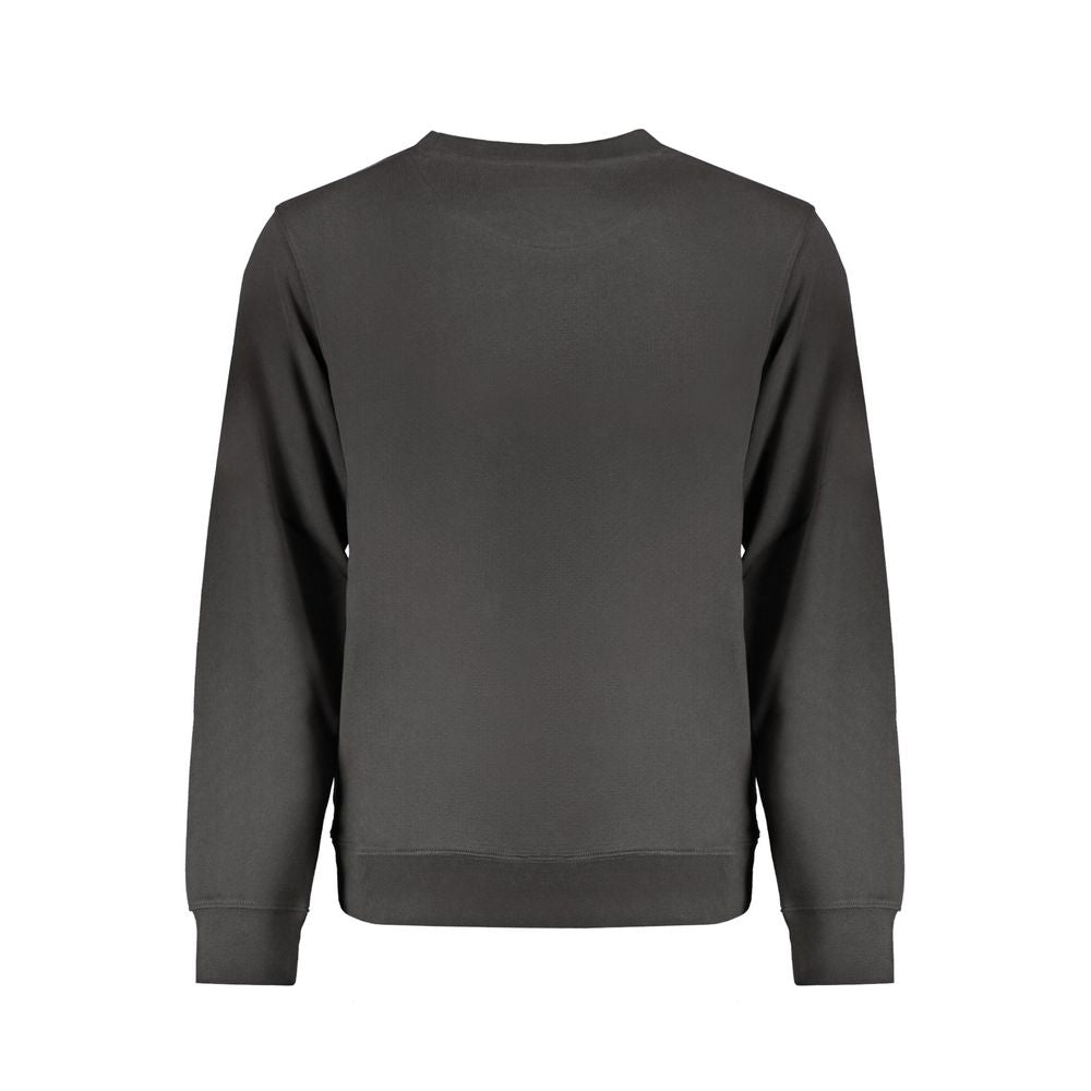 Back view of Wrangler Black Cotton Men Sweater, long sleeve with crew neck, iconic logo, crafted from premium cotton for timeless style.