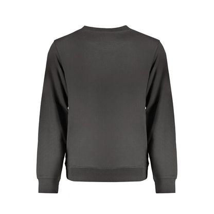 Back view of Wrangler Black Cotton Men Sweater, long sleeve with crew neck, iconic logo, crafted from premium cotton for timeless style.