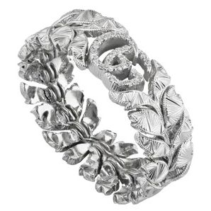 ANELLI GUCCI MOD. YBC702376001 intricate design silver ring with floral engravings