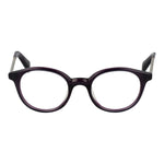 Yohji Yamamoto Purple Men Glasses Frame, round full-rim style with metal and plastic materials, demo lenses included.